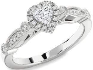 Diamond Platinum Heart Promise Ring