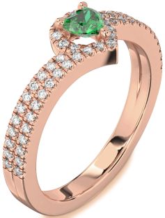 Diamond Emerald Rose Gold Heart Pave Promise Ring