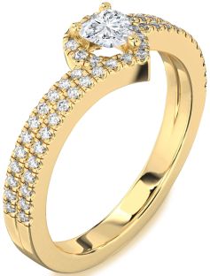 Diamond Gold Heart Pave Promise Ring