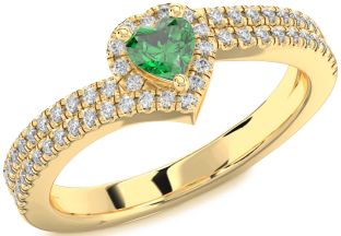 Diamond Emerald Gold Heart Promise Ring