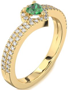 Diamond Emerald Gold Heart Pave Promise Ring