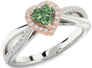 Diamond Amethyst Platinum & Rose Gold Heart Halo Engagement Ring