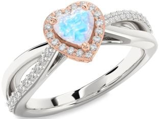 Diamond Amethyst Platinum & Rose Gold Heart Halo Engagement Ring