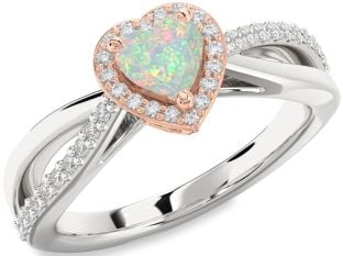 Diamond Amethyst Platinum & Rose Gold Heart Halo Engagement Ring