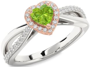 Diamond Amethyst Platinum & Rose Gold Heart Halo Engagement Ring