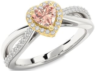 Diamond Amethyst Platinum & Yellow Gold Heart Halo Engagement Ring