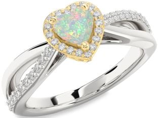 Diamond Amethyst Platinum & Yellow Gold Heart Halo Engagement Ring