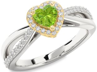 Diamond Amethyst Platinum & Yellow Gold Heart Halo Engagement Ring