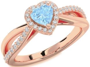 Diamond Amethyst Rose Gold Heart Halo Engagement Ring