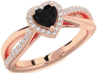 Diamond Amethyst Rose Gold Heart Halo Engagement Ring