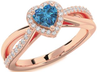 Diamond Amethyst Rose Gold Heart Halo Engagement Ring