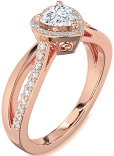 Diamond Rose Gold Heart Halo Engagement Ring