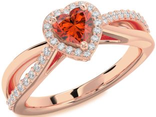 Diamond Amethyst Rose Gold Heart Halo Engagement Ring