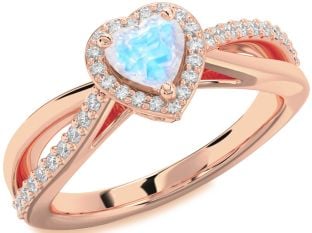 Diamond Amethyst Rose Gold Heart Halo Engagement Ring