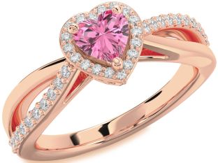Diamond Amethyst Rose Gold Heart Halo Engagement Ring