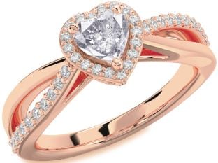 Diamond Amethyst Rose Gold Heart Halo Engagement Ring