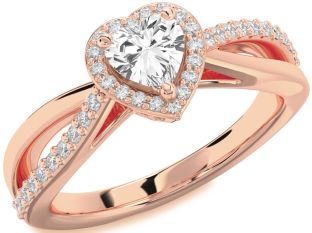 Diamond Amethyst Rose Gold Heart Halo Engagement Ring