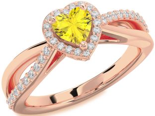 Diamond Amethyst Rose Gold Heart Halo Engagement Ring