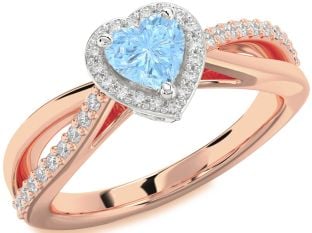 Diamond Amethyst Platinum & Rose Gold Heart Halo Engagement Ring