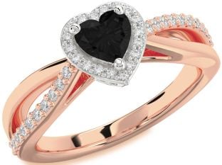 Diamond Amethyst Platinum & Rose Gold Heart Halo Engagement Ring