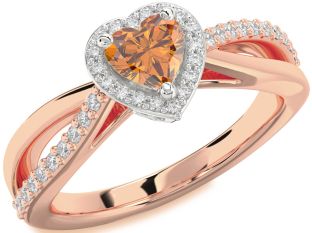 Diamond Amethyst Platinum & Rose Gold Heart Halo Engagement Ring