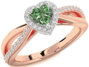 Diamond Amethyst Platinum & Rose Gold Heart Halo Engagement Ring