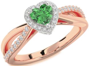 Diamond Amethyst Platinum & Rose Gold Heart Halo Engagement Ring