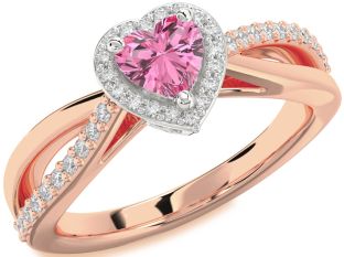 Diamond Amethyst Platinum & Rose Gold Heart Halo Engagement Ring