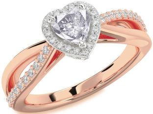 Diamond Amethyst Platinum & Rose Gold Heart Halo Engagement Ring