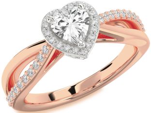 Diamond Amethyst Platinum & Rose Gold Heart Halo Engagement Ring