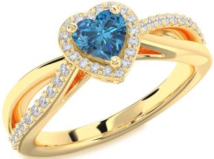 Diamond Amethyst Gold Heart Halo Engagement Ring