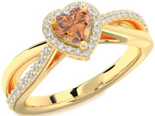 Diamond Amethyst Gold Heart Halo Engagement Ring