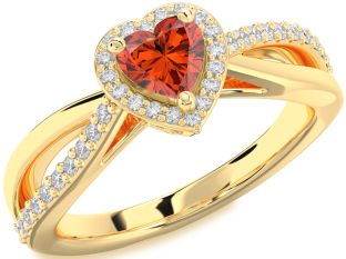 Diamond Amethyst Gold Heart Halo Engagement Ring