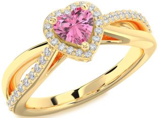 Diamond Amethyst Gold Heart Halo Engagement Ring