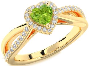 Diamond Amethyst Gold Heart Halo Engagement Ring