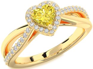 Diamond Amethyst Gold Heart Halo Engagement Ring