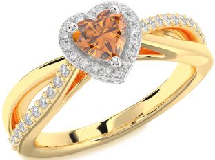 Diamond Amethyst Platinum & Yellow Gold Heart Halo Engagement Ring