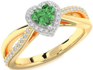 Diamond Amethyst Platinum & Yellow Gold Heart Halo Engagement Ring