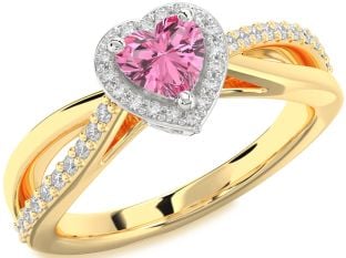 Diamond Amethyst Platinum & Yellow Gold Heart Halo Engagement Ring