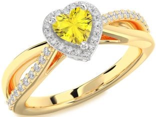 Diamond Amethyst Platinum & Yellow Gold Heart Halo Engagement Ring