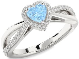 Diamond Amethyst Platinum Heart Halo Engagement Ring