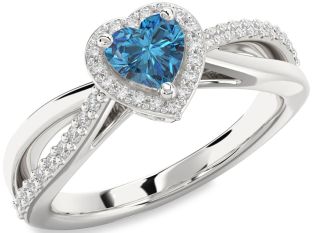 Diamond Amethyst Platinum Heart Halo Engagement Ring