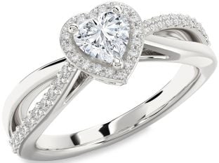 Diamond Platinum Heart Halo Solitaire Engagement Ring