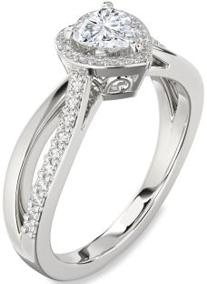 Diamond Platinum Heart Halo Engagement Ring