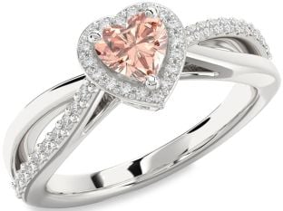 Diamond Amethyst Platinum Heart Halo Engagement Ring