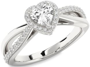 Diamond Amethyst Platinum Heart Halo Engagement Ring