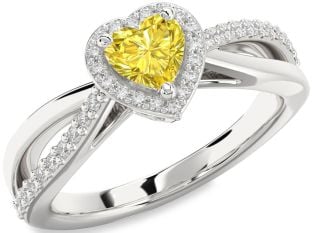 Diamond Amethyst Platinum Heart Halo Engagement Ring