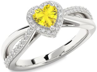 Diamond Amethyst Platinum Heart Halo Engagement Ring