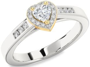 Diamond White Yellow Gold Heart Promise Ring