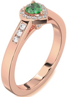Diamond Emerald Rose Gold Heart Promise Ring